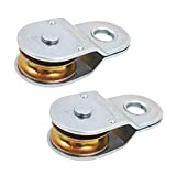 Tebery Zinc Plated Fixed Single Pulley Fixed Eye Steel Pulley 1-1/2" (2 Pack)
