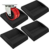 WELLGO Bed Stoppers & Furniture Cups 4 Pack - Premium Silicone Casters Furniture Wheel Stoppers fit All Wheels of Furniture, Sofa Bed Chairs-Made up of Solid Silicone Prevents Scratches ( 4Pcs Black)