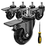 AGPTEK Office Chair Casters Heavy Duty with Screwdriver, Safe Roller Wheel Replacement for Hardwood Floors Mat Carpet Tile - Set of 5 All with Brake System