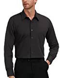 PAUL JONES Dress Shirt for Men Classic Black Formal Shirt for Wedding(L)