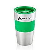 Adir Stainless Steel Tumbler - Insulated Coffee Mug With Lid and Rubber Handle For Grab & Go Daily Use, Travelling, Camping, Office - BPA Free (Green)15 oz