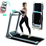 OVICX Q2S Folding Portable Treadmill Compact Walking Running Machine for Home Gym Workout Electric Foldable Treadmills with LED Display Phone Holder for Small Spaces 3.0HP Weight Capacity 300 lbs