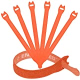 Reusable Cable Ties 1/2" x 8" for Cable Management and Organizing Cords - 30 Pack Bundled with 2 Bonus Cinch Straps (Orange)