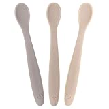 WeeSprout Silicone Baby Spoons - First Stage Feeding Spoons for Infants, Soft-Tip Easy on Gums, Bendable Design Encourages Self-Feeding, Ultra-Durable & Unbreakable, Dishwasher & Boil-Proof, Set of 3