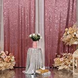 2Pcs 3Ft x 8Ft Fuchsia Pink Sequin Backdrop Curtain, Glitter Photography Background, Sequence Xmas Thanksgiving Backdrop for Wedding Party Holiday Festival Decor