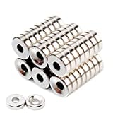 MIN CI 50Pcs Strong Neodymium Disc Magnets with Hole, Small Permanent Ring Rare Earth Magnets Heavy Duty, for Locker Refrigerator Cruise Crafts DIY Science Industrial Screws (12 x 4mm Hole 4mm)