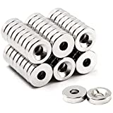 MIN CI Strong Rare Earth Neodymium Disc Magnets, 50 Pcs Heavy Duty Crafts Ring Small Magnet for DIY Science Experiments Indoor or Outdoor Home Workshop Warehouse Door School Office Used with Screws