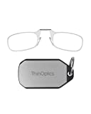ThinOptics Keychain Case + Rectangular Reading Glasses, Clear, 44 mm + 1.5