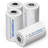 POWEROWL Rechargeable C Batteries Nickle Metal Hydride 5000mah Low Self Discharge NiMH C-Cell Battery (4 Pack)