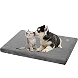 EMPSIGN Stylish Dog Bed Mat Dog Crate Pad Mattress Reversible (Warm & Cool), Water Proof Linings, Removable Machine Washable Cover, Firm Support Pet Crate Bed for Small to XX-Large Dogs, Grey