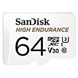 SanDisk 64GB High Endurance Video MicroSDXC Card with Adapter for Dash Cam and Home Monitoring Systems - C10, U3, V30, 4K UHD, Micro SD Card - SDSQQNR-064G-GN6IA