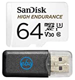 SanDisk 64GB High Endurance Video Monitoring Card (SDSDQQ-064G-G46A) Bundle for Dashcam and Surveillance Video with Adapter with (1) Everything but Stromboli (TM) Card Reader