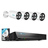 REOLINK 4K Security Camera System, 4pcs H.265 4K PoE Security Cameras Wired with Person Vehicle Detection, Two-Way Talk, Spotlights, 4K/8MP 8CH NVR with 2TB HDD for 24-7 Recording, RLK8-812B4-A