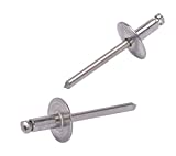 #66 Large Flange Stainless Rivets (25pc) 3/16" Diameter, Grip Range (1/4" - 3/8"), All 18-8 Stainless Steel