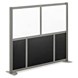 at Work Divider Panel 60"W x 52"H Black Laminate and White Laminate Inserts/Brushed Nickel Finish Aluminum and Steel Frame