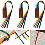 3 Pieces Ribbon Bookmark Ribbon Markers Artificial Leather Bookmark with Colorful Ribbons for Books