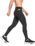 BALEAF Men's Thermal Fleece Running Tights Water Resistant Cycling Pants Zipper Legs Pockets Cold Weather Hiking Black Size M