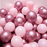 Light Pink and Mauve Balloons, 50PCS 12 Inch Latex Balloons and 5PCS Pink Ribbons for Party Decorations