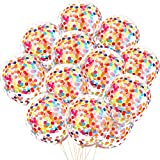 50 Pieces Rainbow Multicolor Confetti Balloons 12 Inches Latex Balloon with Bright Colorful Confetti Pre-Filled for Wedding Engagement Party Decoration