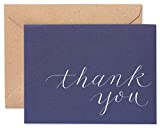 American Greetings Thank You Cards, Navy Blue with Brown Kraft-Style Envelopes (50-Count)