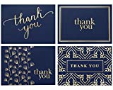 100 Thank You Cards Bulk - Thank You Notes- Blank Note Cards with Envelopes - Perfect Business, Wedding Card, Bridal and Baby Shower Card - 4x6 Photo Size (Navy Blue)