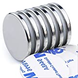 DIYMAG Powerful Neodymium Disc Magnets with Double-Sided Adhesive, Strong Permanent Rare Earth Magnets for Fridge, DIY, Building, Scientific, Craft, and Office Magnets, 1.26 inch Diameter, Pack of 6