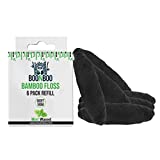 BOONBOO 6-Pieces Dental Floss Refill - Bamboo Charcoal Woven Fiber - Total 600ft/180m