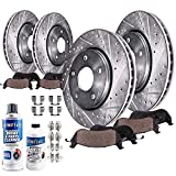 Detroit Axle - 5 Lug Front & Rear Drilled Slotted Rotors + Ceramic Brake Pads Replacement for Dodge Ram 1500 Durango Aspen - 10pc Set