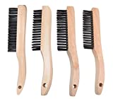 4 Multi-Purpose Shoe Handle Wire Scratch Brushes with Black Oil Tempered Steel by JOUNJIP Brand