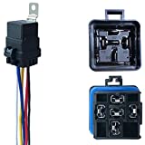 1 Pack 40/30 AMP 12 V DC Waterproof Relay and Harness - Heavy Duty 12 AWG Tinned Copper Wires, 5-PIN SPDT Bosch Style Automotive Relay