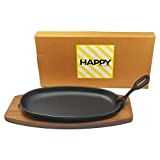 Happy Sales HSS-TBSP2, Cast Iron Steak Plate Set Medium 5.5"W x 9.25"L x 1"H, Black