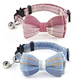 Yizepet 2 Pack/Set Cat Collar Breakaway with Bell - Bowtie Style for Kitty Adjustable 7.8-10.2