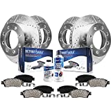 Detroit Axle - Brakes Kit Replacement for Dodge Ram 1500 2500 3500 - Front Rear Drilled and Slotted Disc Rotors, Ceramic Brake Pads w/Hardware - 10pc Set