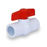 Midline Valve PVC Ball Valve Red T-Handle Water Shut-Off 3/4 in. Solvent Connections White Plastic (482T34)