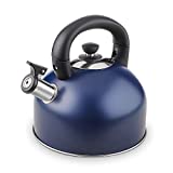 Tea Kettle Stovetop Whistling Tea Pot-3.2L Stainless Steel Whistling Tea Pot with Boils Faster Bottom,Suitable for All Heat Sources (Blue 3.2L)