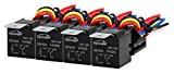 4 Pack - EPAuto 30/40 AMP Relay Harness Spdt 12V Bosch Style