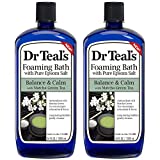 Dr Teal's Epsom Salt Antioxidant Rich Matcha Green Tea Foaming Bath - Balance and Calm - Pack of 2, 34 Oz ea - Moisturize your Skin, Relieve Stress and Sore Muscles, Long Lasting Bubbles