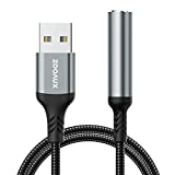 ZOOAUX USB to 3.5mm Jack Audio Adapter, USB to Audio Jack, USB-A to 3.5mm TRRS 4-Pole Female, External Stereo Sound Card for Headphone Windows 10, Mac, PC, Laptop, Desktops, PS4, PS5 [11.8 inch]