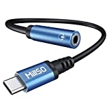 MillSO USB Type C to 3.5mm Headphone Jack Adapter, Sapphire Blue TRRS Type-C Male to 3.5mm Female Headset Jack Aux Audio Cable Cord Built-in DAC Chip for Headphone, Speaker, Car Stereo - 11 inch