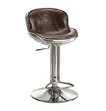 ACME Brancaster Adjustable Stool w/Swivel (1Pc) - - Vintage Brown Top Grain Leather & Aluminum - 24"~34" Seat Height