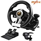 PXN V3III PS4 Gameing Racing Wheel,180Â° PC Steering Wheel and Dual Motors Vibration,PS4 Racing Wheel with Linear Pedal/Accelerator Brake,for PC/PS4/Xbox One/Xbox Series X|S/Switch(Black)