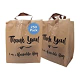 Reli. Reusable Thank You Bags | 250 Bags Bulk | 2 Mil | Brown/Kraft Shopping Bags with Handles | Take out/ToGo Plastic Bags for Food, Grocery, Retail | 12"L x 6.75"W x 14"H | Self-Standing, Gusset