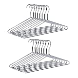 Amber Home Heavy Duty Metal Shirt Coat Hangers 20 Pack, Stainless Steel Clothes Hanger with Polished Chrome, 17 Inch Silver Metal Wire Hanger
