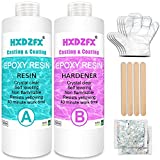 Epoxy Resin Clear Crystal Coating Kit 1000ml/38.4oz - 2 Part Casting Resin for Art, Craft, Jewelry Making, River Tables, with Resin Glitter, Gloves and Wooden Sticks