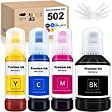 PJ Compatible 502 T502 Refill Ink Bottles Replacement for EcoTank ET-2750 ET-3750 ET-4750 ET-2760 ET-3760 ET-4760 ET-2700 ET-3700 ET-3710 ET-15000 ST-2000 ST-3000 ST-4000 Printer (Regular Ink)