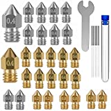 32PCS Mk8 Nozzles 3D Printer Extruder Nozzles Hardened Steel, Stainless Steel, Brass High Temperature Pointed Wear Resistant Nozzle 0.4mm,Compatible with CR-10, Ender 3/ V2 Ender3 pro,Prusa i3