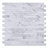 Art3d 1-Sheet Easy DIY Backsplash Tile Peel and Stick for Kitchen Bathroom-Granite White