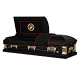 Titan Casket Veteran Select Steel Casket (Marines) Handcrafted Funeral Casket - Black with Black, Red-Lined Interior & Marines Head Panel