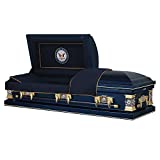 Titan Casket Veteran Select Steel Casket (Navy) Handcrafted Funeral Casket - Dark Blue with Dark Blue, Gold-Lined Interior & Navy Head Panel