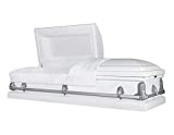 Titan Casket Andover Series Steel Casket (White and Gray) Handcrafted Funeral Casket - White and Gray Finish with White Crepe Interior